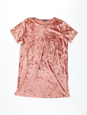 Missy Empire Damen rosa Größe 12 Samt T-Shirt Kleid