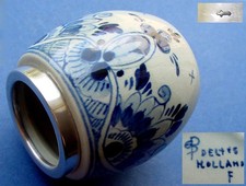 Antico Delft Vaso Con Montatura Argento Dipinti a Mano K918