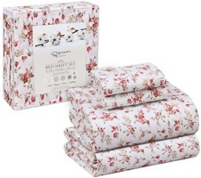 RUVANTI 100 Cotton Sheets Full Size Percale Bedding, Cooling Breathable Fl...