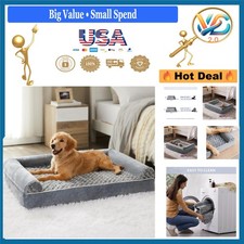 Waterproof Orthopedic Dog Bed Large 28x23 Egg Shape Removable Cover Grey