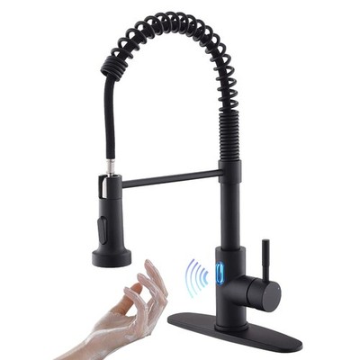 Touchless Pull Down Kitchen Faucet LED Light Black