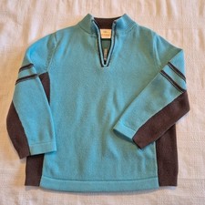 Hanna Andersson boys size 110 or 5 teal  brown pullover sweater GUC