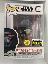 Funko Pop! Star Wars: Dark Trooper with Grogu Glow-in-the-Dark EE Exclusive #488