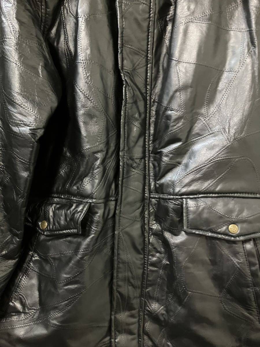 Me3498 sheep leather patchwork leather jacket bla… - image 3