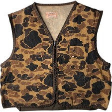 Vintage 1970'S SAFTBAK Duck Hunter Camo Camouflage Hunting Vest Men's Size XL
