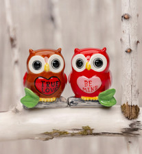 Ceramic Valentine Owl Salt And Pepper Shakers, Home Décor, Gift for Her, Gift fo