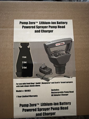 #ad Pump Zero Lithium Ion Battery Powered Sprayed Lump Head CHARGER MISSING $50.00