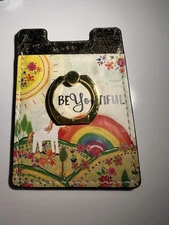 Unicorn Rainbow Phone Wallet with Ring Holder BEYOUtiful Floral Adhesive Pouch