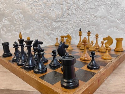 TRUE Authentic RARE VTG Soviet Chess Set 60 s Mordovian Gulag Star USSR Wooden