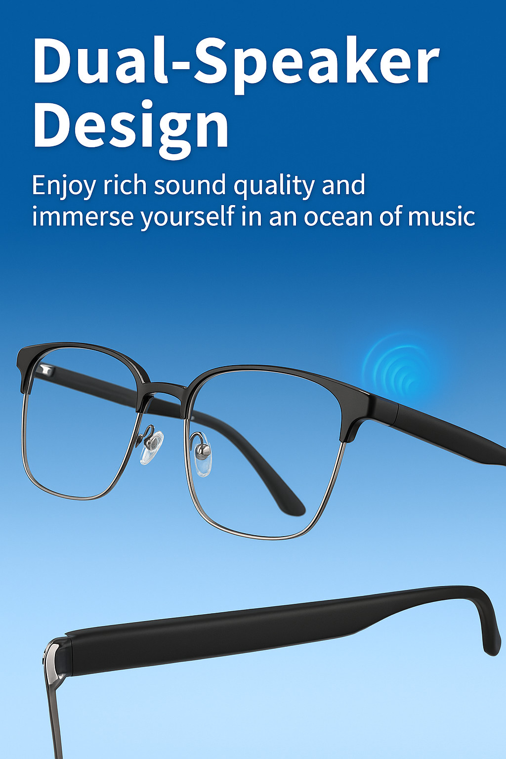 Bluetooth Smart Glasses with Speakers Eyewear Music Voice Translator Headphones