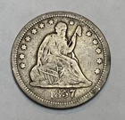1857 Seated Liberty Silver Quarter 25c Twenty Five Cent Philadelphia Mint