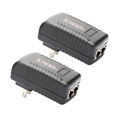 2 PCS 48V PoE Injector Wall Ethernet Adapter 802.3af 24W 0.5A 10/100Mbps