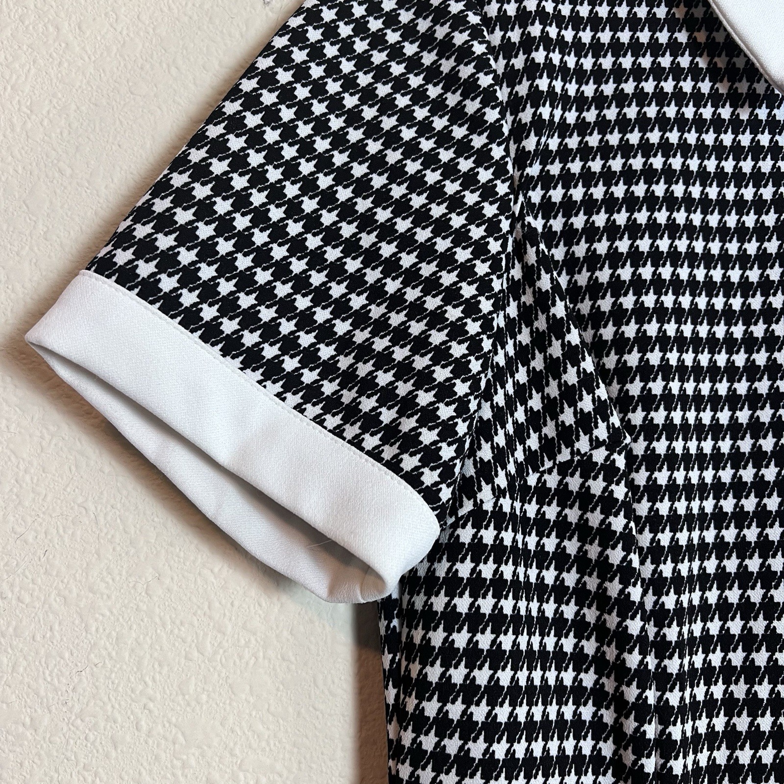 Shelby & Palmer Houndstooth Dress Women’s 8 Short Sleeve Double Breasted Stylish