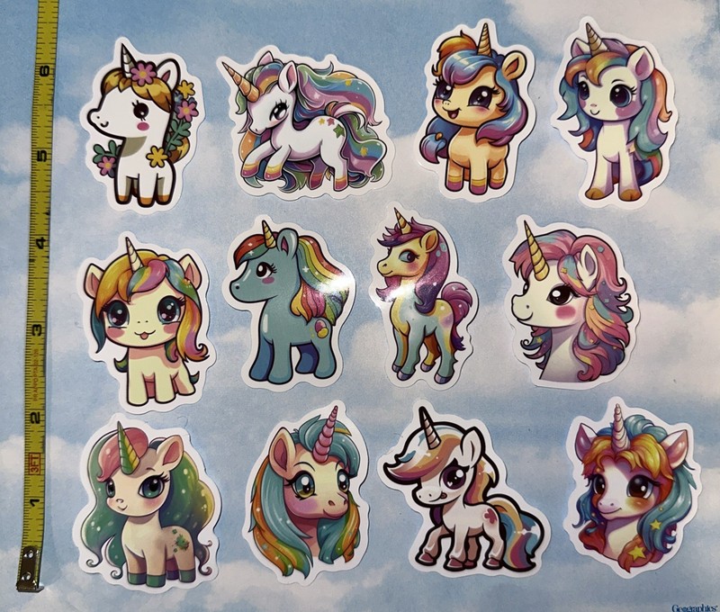 Lot Of 12 Cute Unicorn Stickers * 2” x 1” Colorful Fun Beautiful See Pictures