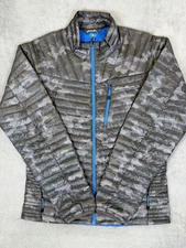 Eddie Bauer Jacket Mens Medium Gray Camo First Ascent Goose Down Puffer Quilt 