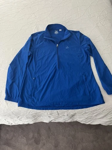 Cutter & Buck Jacket Mens XL Blue Windbreaker 1/4 Zip Pockets Outdoor - product listing photo