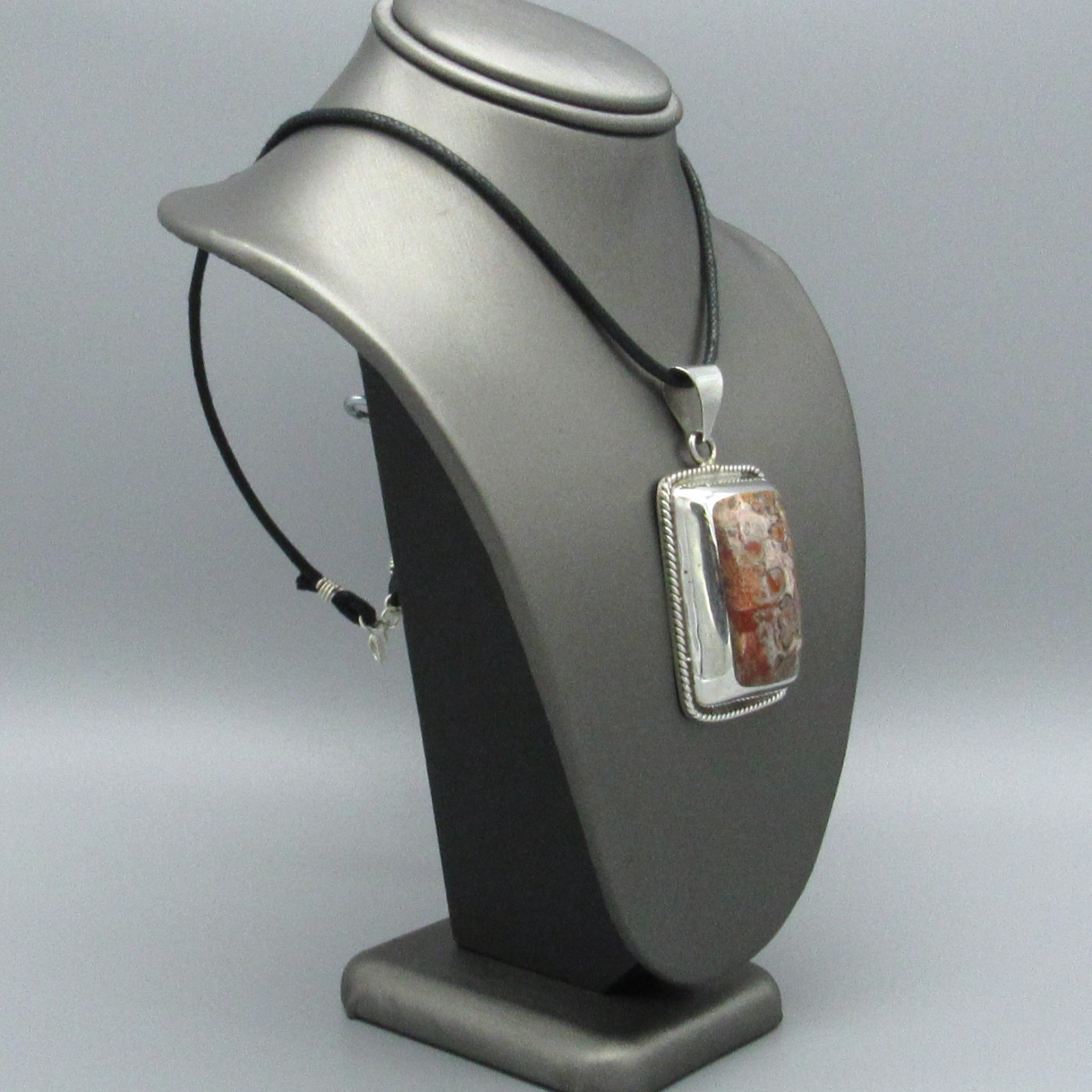 Rectangular Sterling Silver and Jasper Pendant - image 4