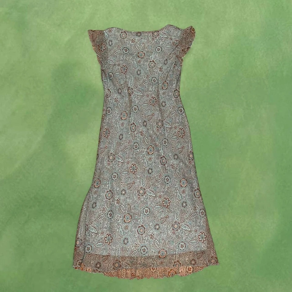 Vestido largo Dressbarn floral azul cachemira multicolor detalles con cuentas talla 6 Foto 2 de 3