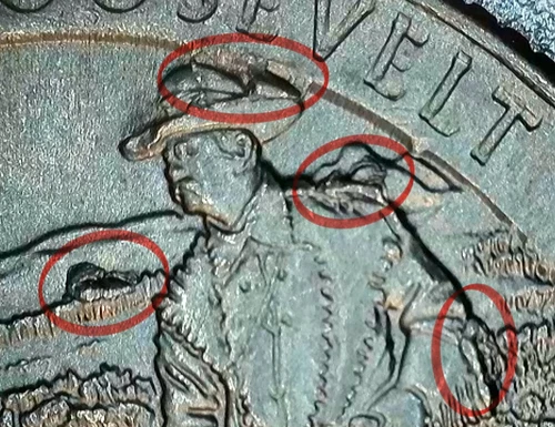2016 P Theodore Roosevelt North Dakota Quarter Die Crack & 5 Die Chip Errors