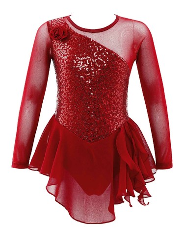 Kids Girls Glitter Ballet Dance Skirted Leotard Dress Figure Ice Skating Costume - Picture 3 of 85