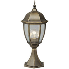 MW-Light 804040301 Outdoor Post Light Pillar Black Gold Metal