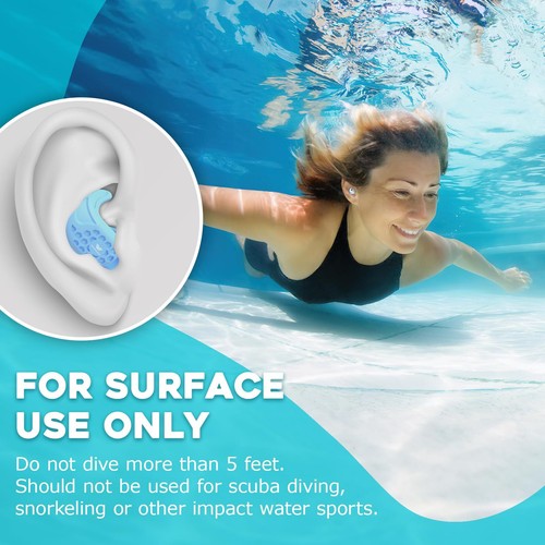Swimming Ear Plug Waterproof Ultra Comfy Reusable Silicone for Swimmer 2 Pairs - Picture 7 of 7