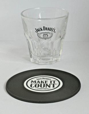 JACK DANIELS GLAS & RUNDE VINYL-UNTERSETZER - TUMBLER HAUSBAR WHISKEY WHISKY PUB