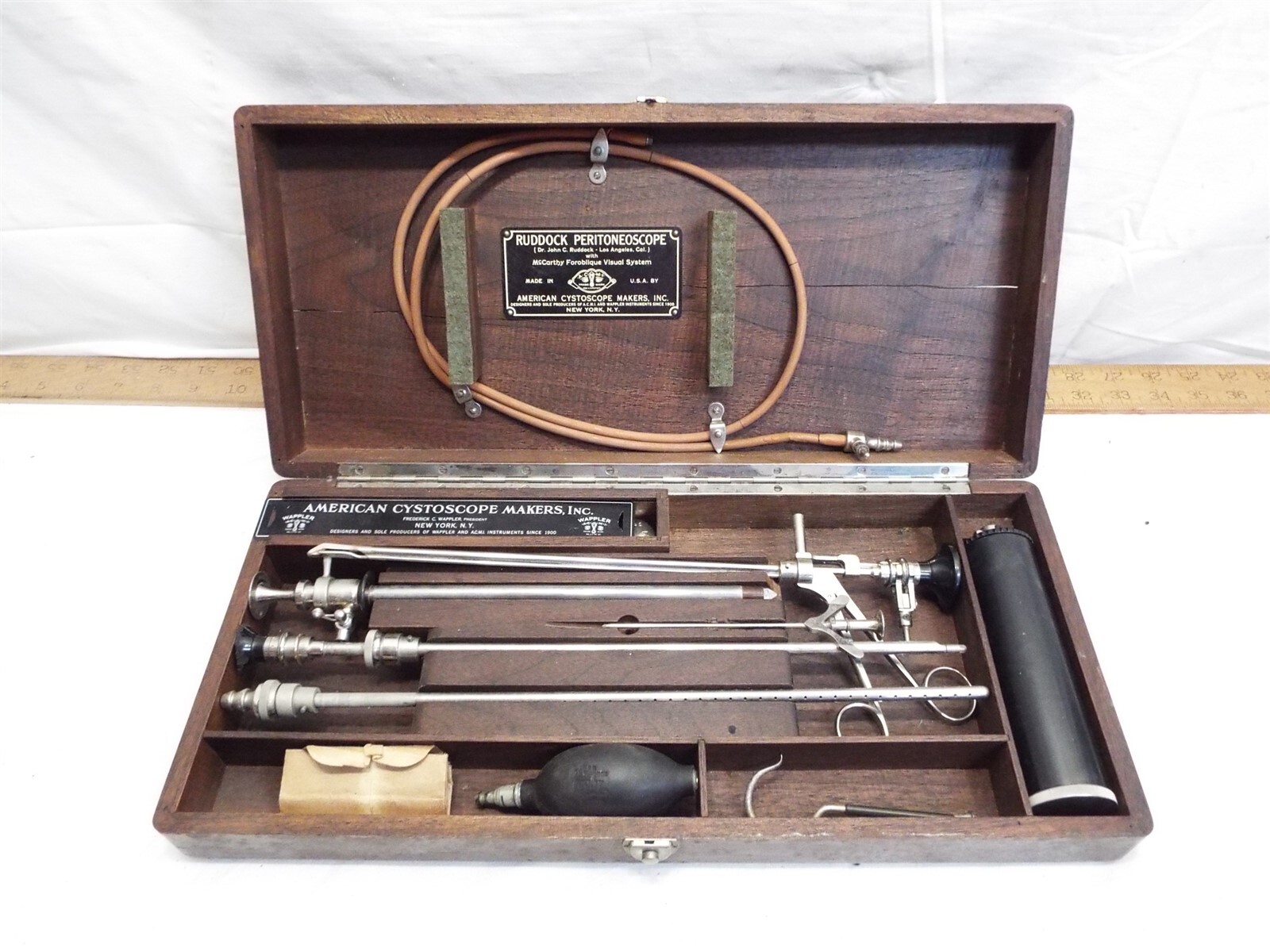 Antique Ruddock Cystoscope Peritoneoscope Medical Tool Instrument Acme Wood Box