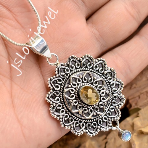 Pendentif En Pierre De Lune Arc-en-ciel Fait Main - Monture Plaqué Argent, Cabochon Blanc, 50 Carats