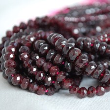 Garnet FACETED Disc Gemstone Beads 4mm 6mm 8mm. 14",  for Jewellery Making