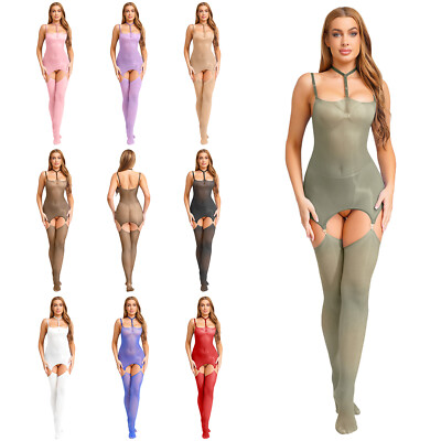 Women's Sheer Bodystockings with Garter Belt Crotchless Bodysuit Teddy Lingerie | eBay Women's Sheer Bodystockings with Garter Belt Crotchless Bodysuit Teddy Lingerie | eBay
