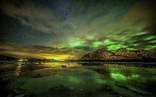 Landscape nature aurorae starry night mountains sky Custom Gaming Mat Desk
