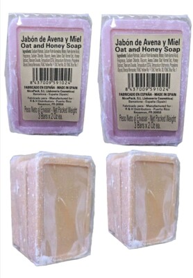 HONEY & OAT SOAP BARS  6 Bars-2 0z. Made In Spain