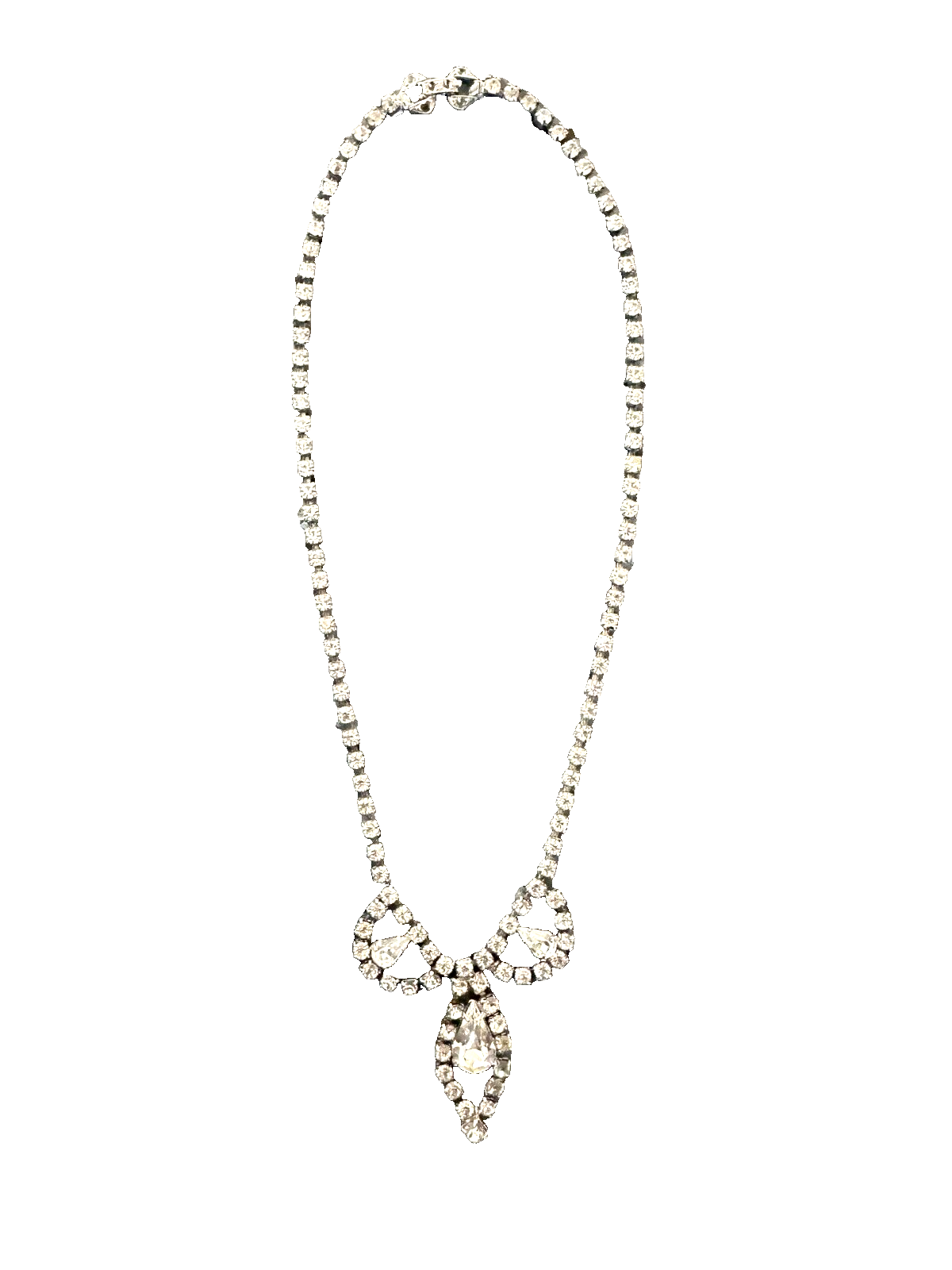 Vintage 15-Inch Rhinestone Statement Necklace for Retro Elegance