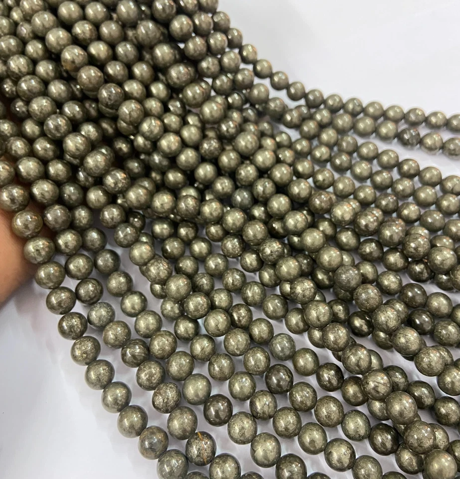 Titanium Pyrite Smooth Round Beads 15” Strand Gemstones Healing Crystals - Image 2 of 4