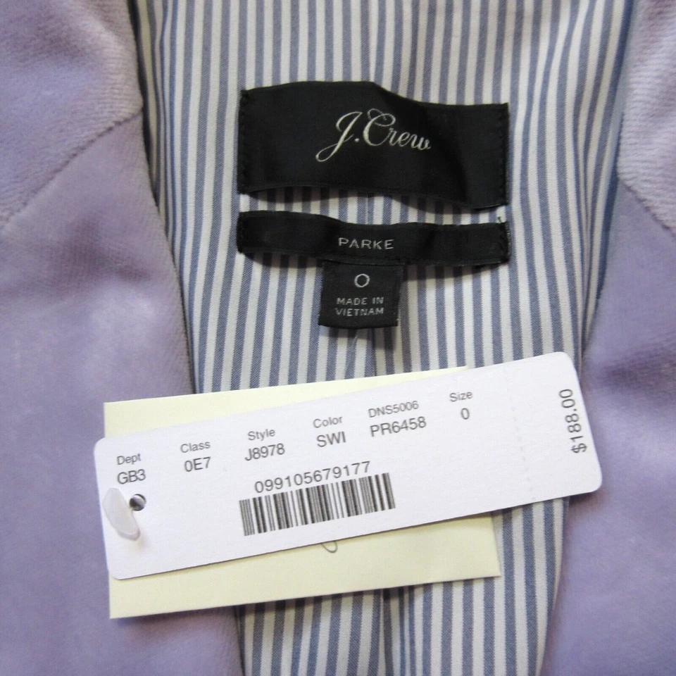 Новый с Ярлыками J. Crew парка Blazer в дымчатый глицинии фиолетовый хлопок бархат куртка 0 - Изображение 3 из 4