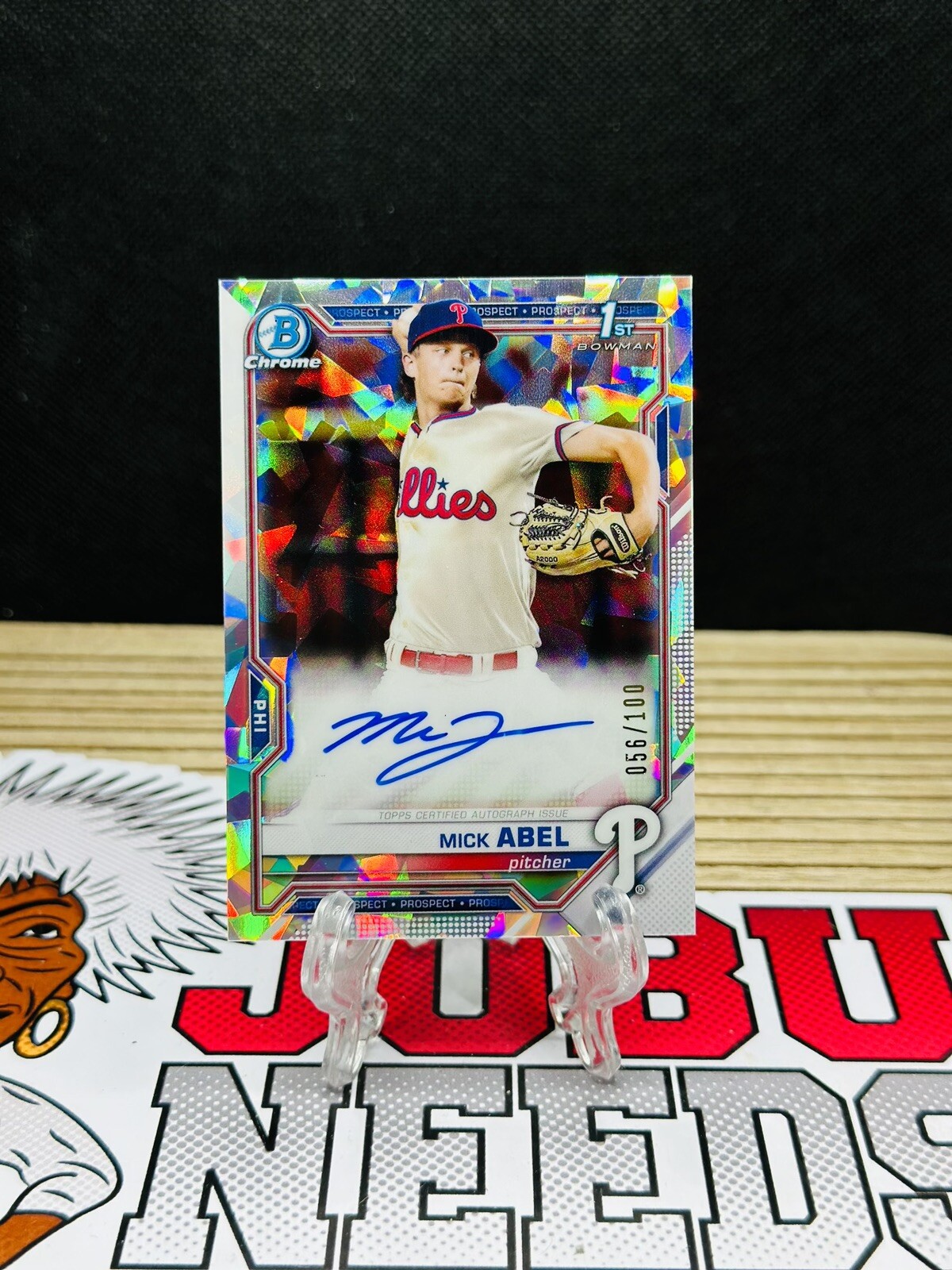 2021 Bowman 1st Chrome Atomic Refractor MICK ABEL AUTO /100 Phillies Rookie RC