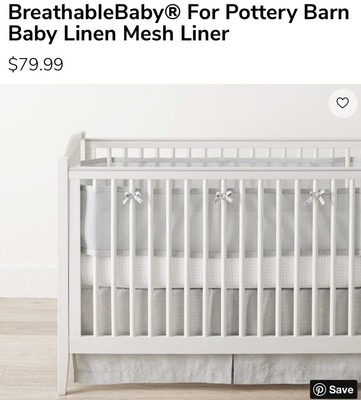 Pottery Barn Kids Breathable Linen Mesh Crib Bumper In Grey Ebay