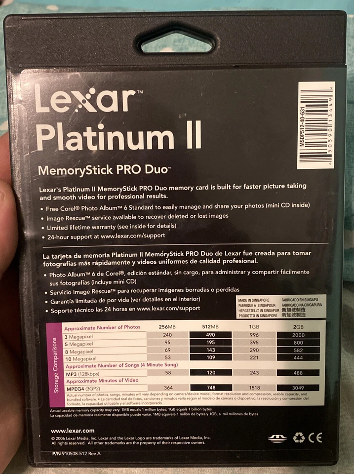 Lexar 512 MB Platinum II Memory Stick Pro Duo MSDP512-40-631 New Sealed + Bonus - Image 4 of 4