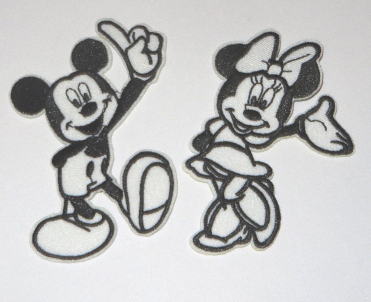 Disney's Mickey Mouse Minnie Mouse Black/White Sewn/Iron On Embr