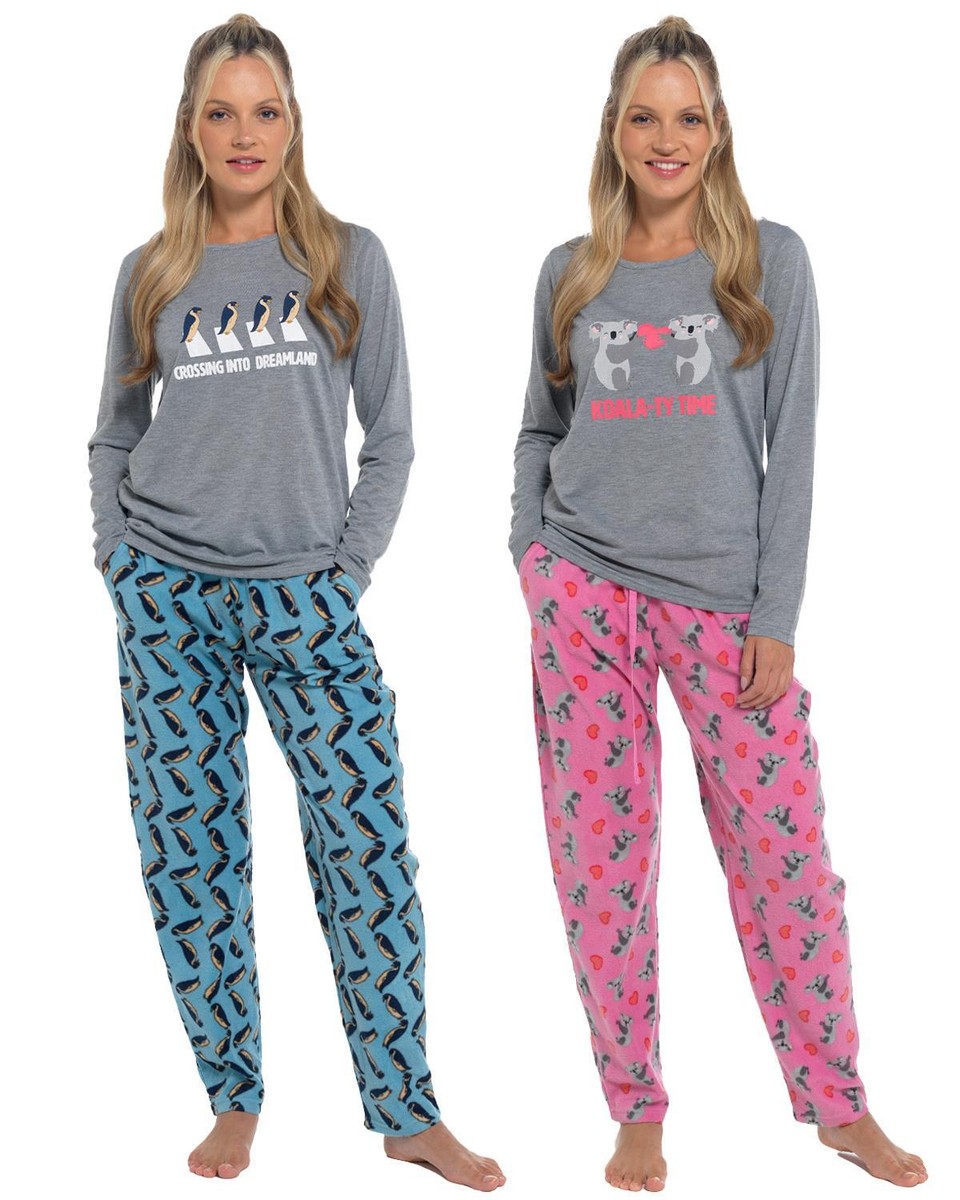 Jersey Fleece Pyjamas Slumber Hut Long Sleeve Novelty Animal Pyjama PJ Set