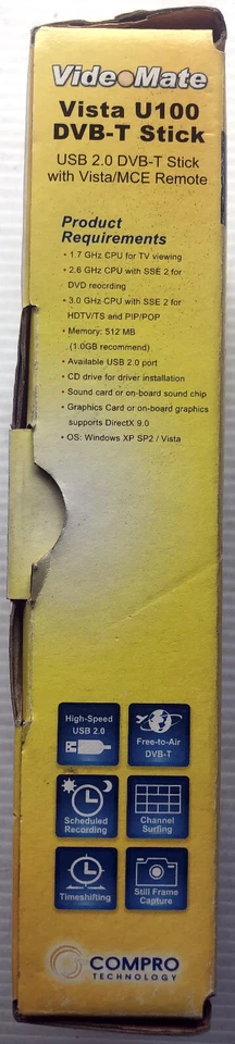 2008 VideoMate Vista U100 DVB-T USB Stick w/ Vista/MCE Remote - AS NEW IN BOX - Image 3 of 4