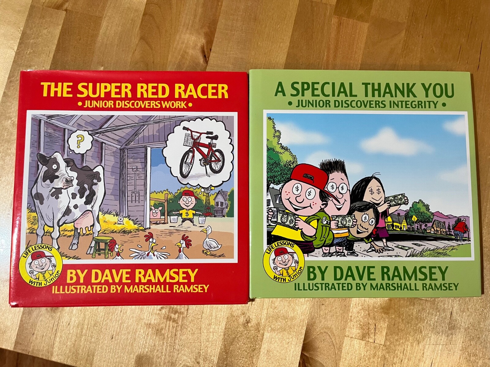 2 Financial Peace Junior Teaching Kids Life Lessons Book signed by Dave Ramsey