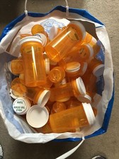 Empty Amber Prescription Pill Bottles Child Resistant Lid Various Size Lot 120
