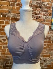 Rhonda Shear Grey Ahh Bra Lace Neckline New Removable Pads