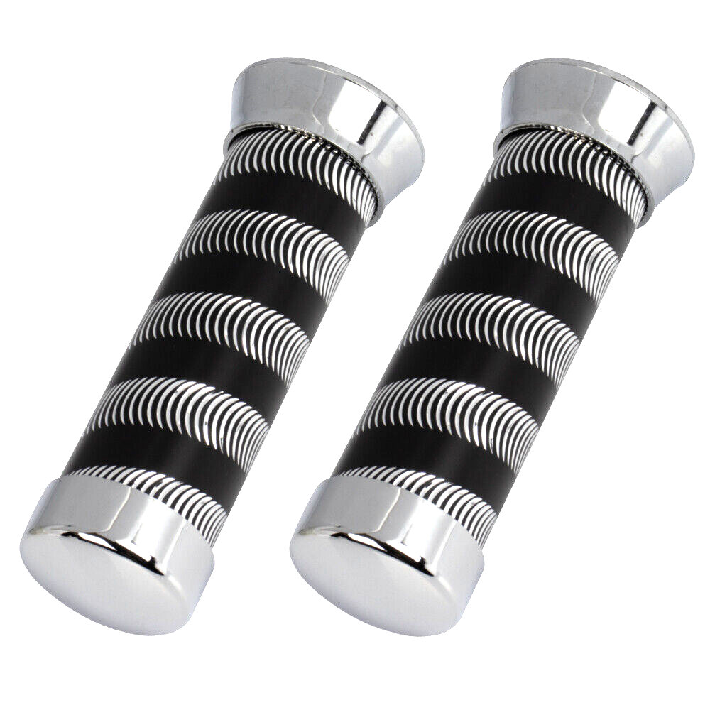 CUSTOM Bicycle Grips BLACK/CHROME SWIRL Lowrider Beach Cruiser