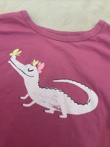Tea Collection Kind Caiman Pink Ruffle Long Sleeve Shirt Graphic Top 8 Girls - Picture 2 of 4