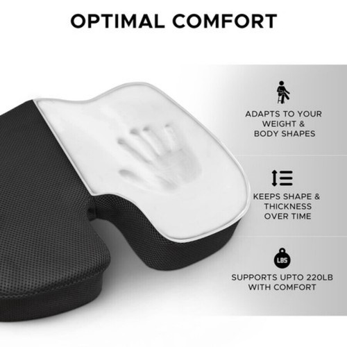 Cojín de espuma viscoelástica para aliviar el dolor de coxis para silla de oficina cojín para asiento de coche - Imagen 5 de 7