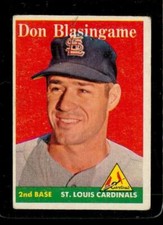 Vintage BASEBALL Card TOPPS 1958 #199 DON BLASINGAME St Louis Cardinals 2nd Base