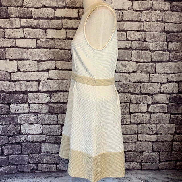 OFF WHITE Abito Cremieux bianco sporco e marrone aderente e svasato taglia M